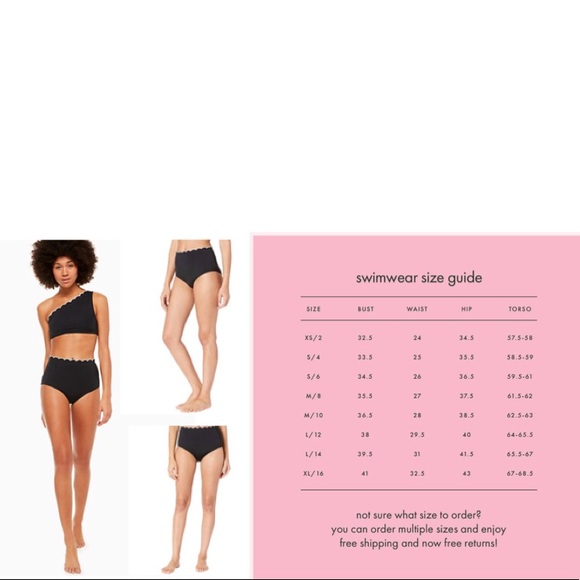 KATE SPADE NY 1-shoulder-Hi-waist Bikini NWT M Blk - Picture 5 of 5